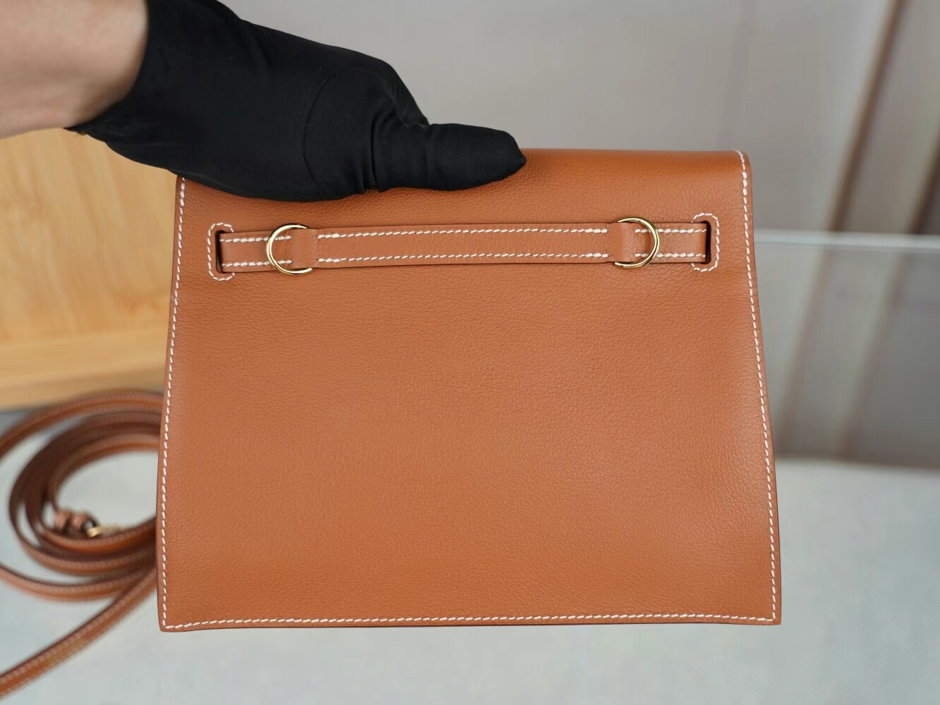 Symode Hermes Kelly Danse22CM 爱马仕CK37金棕Evercolor皮跳舞包 金扣