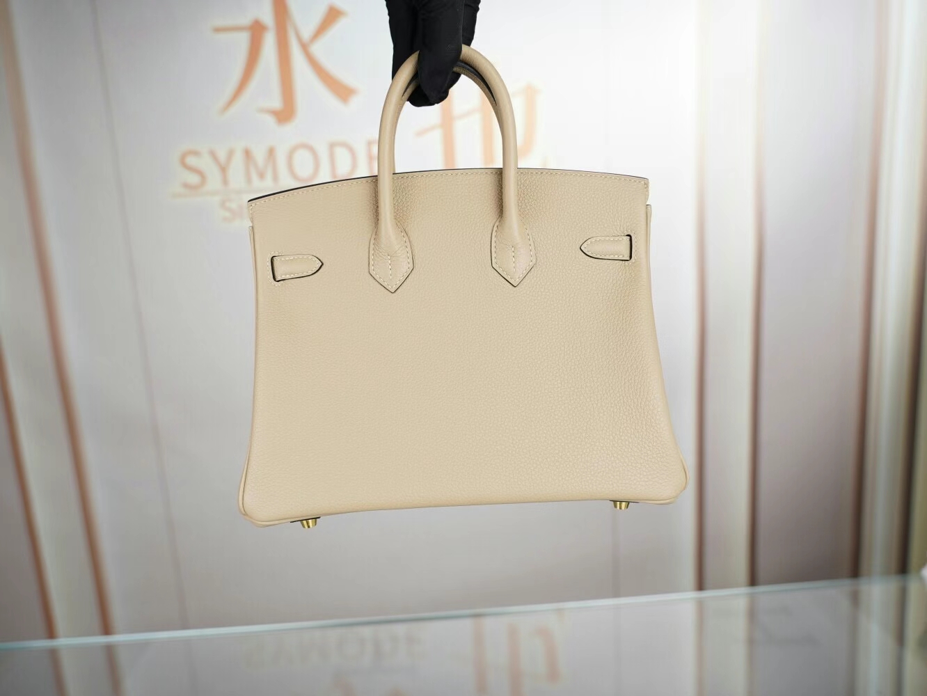 Symode爱马仕铂金包定制 Hermes Birkin25CM S2风衣灰Togo皮 金扣/银扣