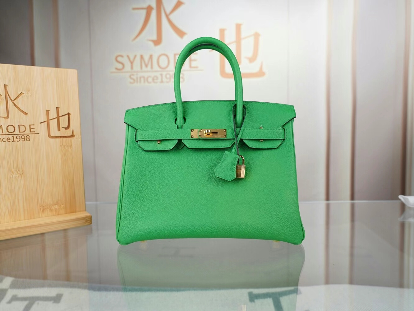 水也名品 Hermes Birkin30CM 爱马仕1K竹子绿Bambou Togo皮铂金包 金扣