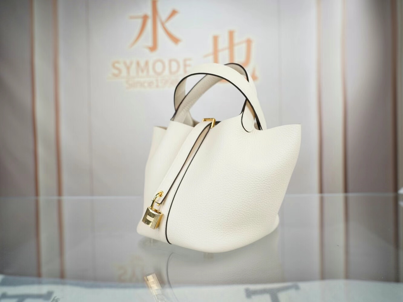 爱马仕水桶包定制 Hermes Picotin Lock18CM I2奶油白NataTC皮 金扣