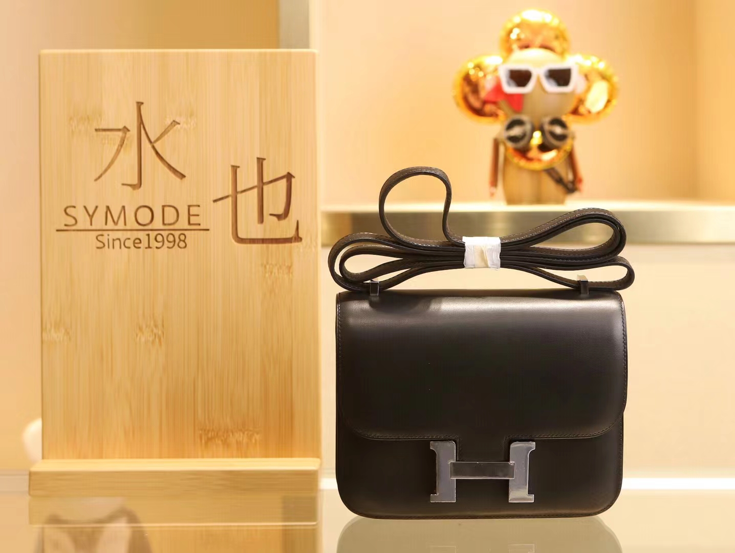 水也名品 Hermes Constance 18CM 爱马仕Monsieur小牛皮89黑色康斯坦包 银扣