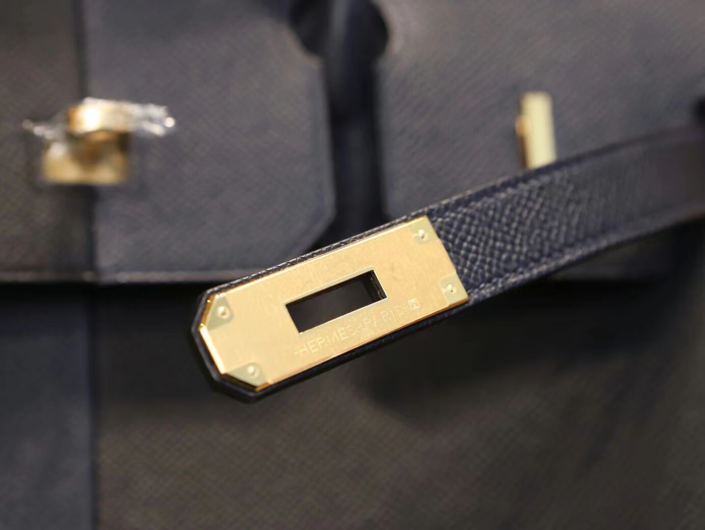爱马仕铂金包三拼色Casaque系列黑色拼76靛蓝色内拼0F弗里达蓝Birkin30CM