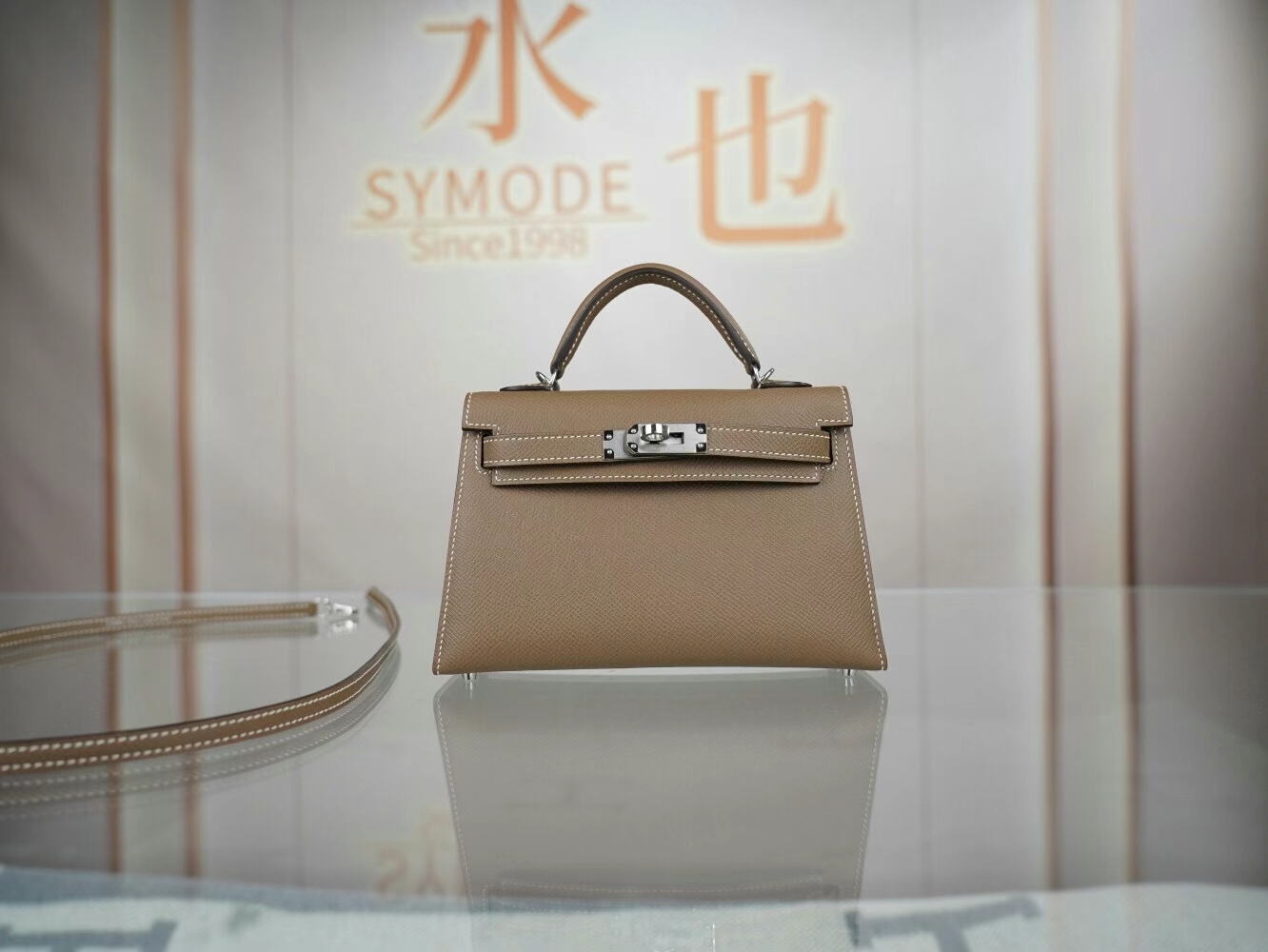 爱马仕迷你凯莉包二代 Hermes CK18大象灰Etoupe Epsom皮Mini Kelly19CM