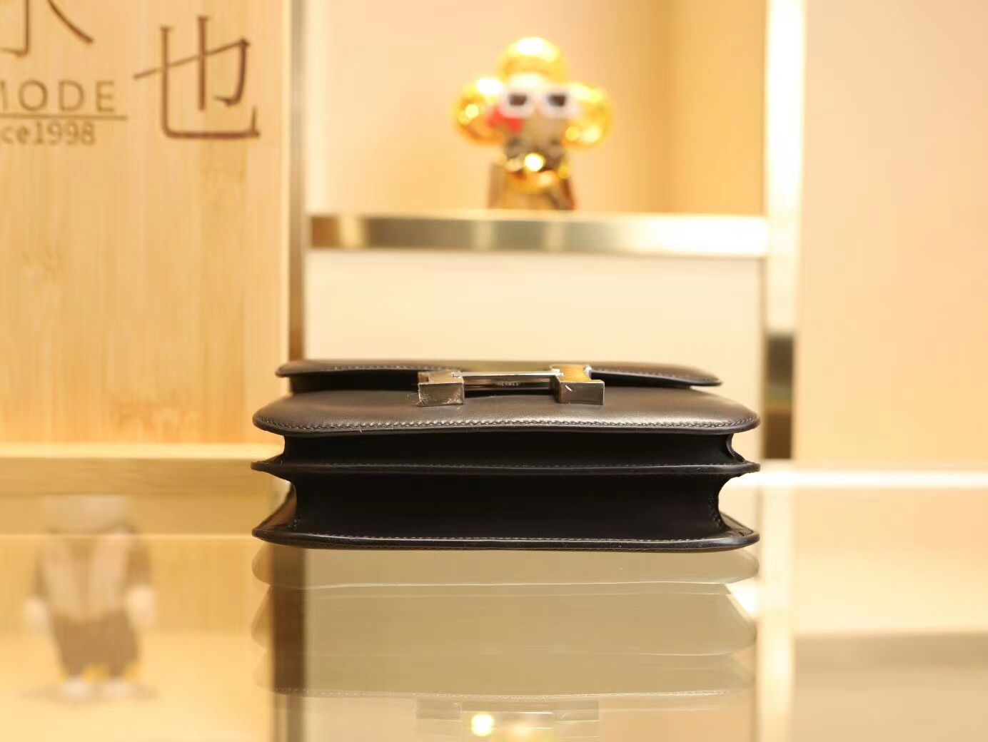 水也名品 Hermes Constance 18CM 爱马仕Monsieur小牛皮89黑色康斯坦包 银扣