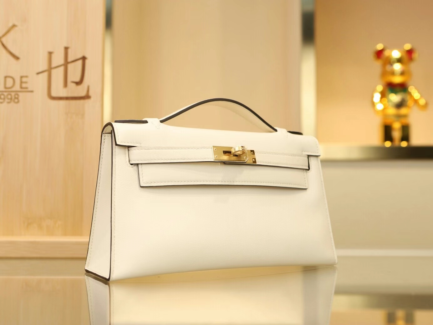 水也名品 Hermes爱马仕I2奶油白Swift皮迷你凯莉包Mini Kelly Pochette22cm