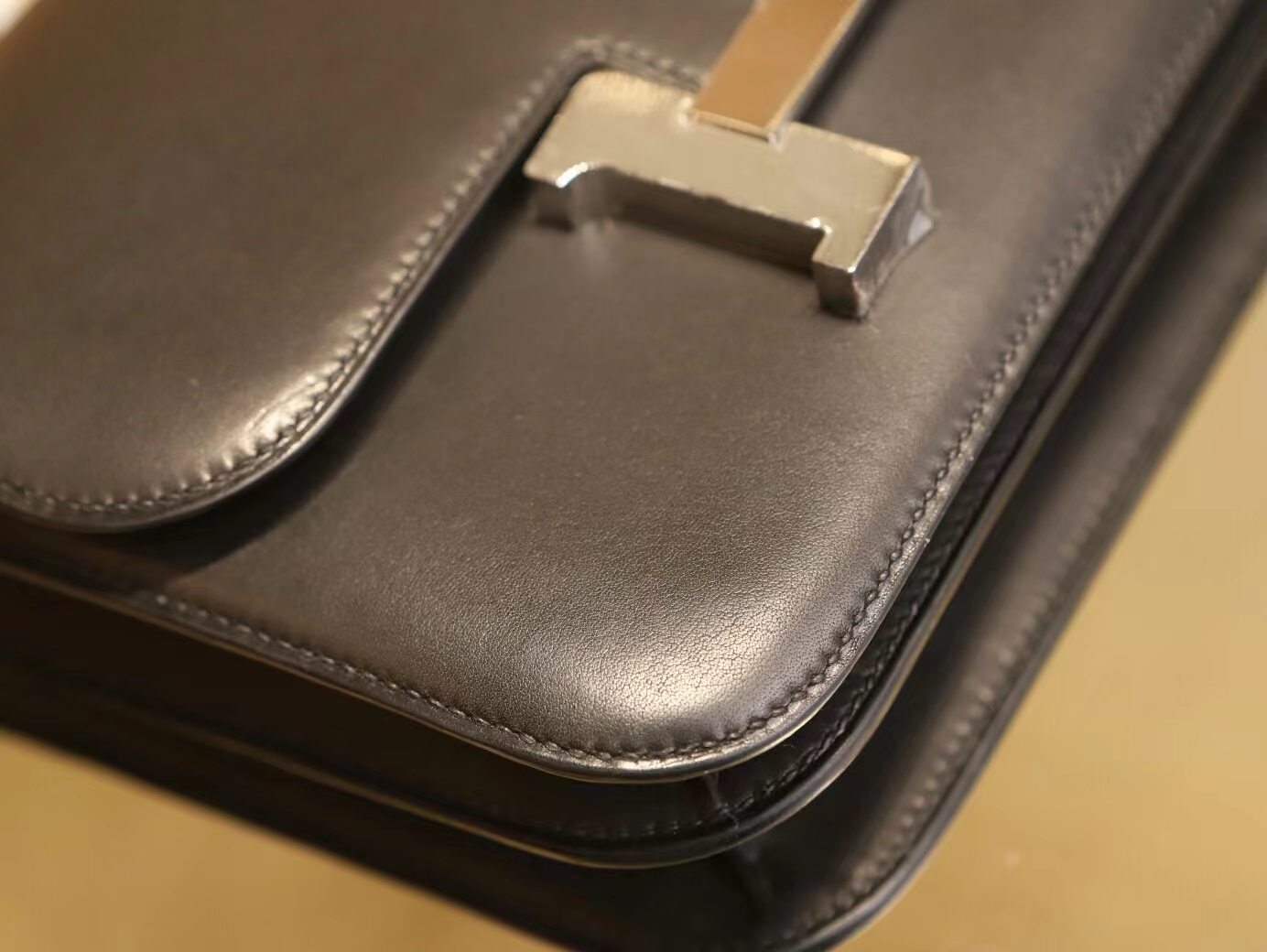 水也名品 Hermes Constance 18CM 爱马仕Monsieur小牛皮89黑色康斯坦包 银扣