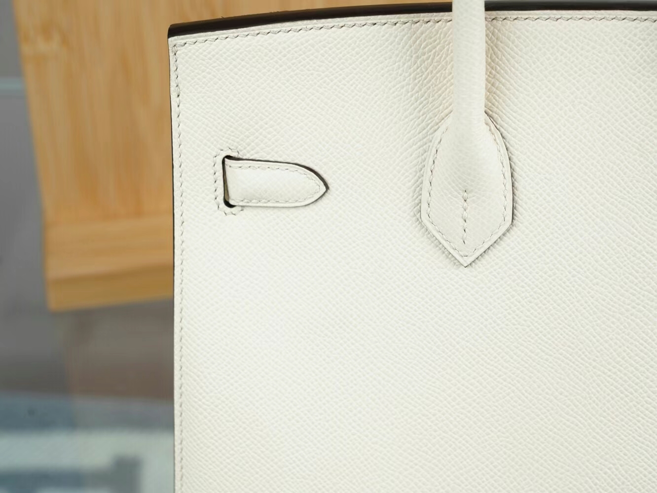 爱马仕铂金包价格 Hermes I2奶油白Nata Epsom皮Birkin包包25CM 银扣