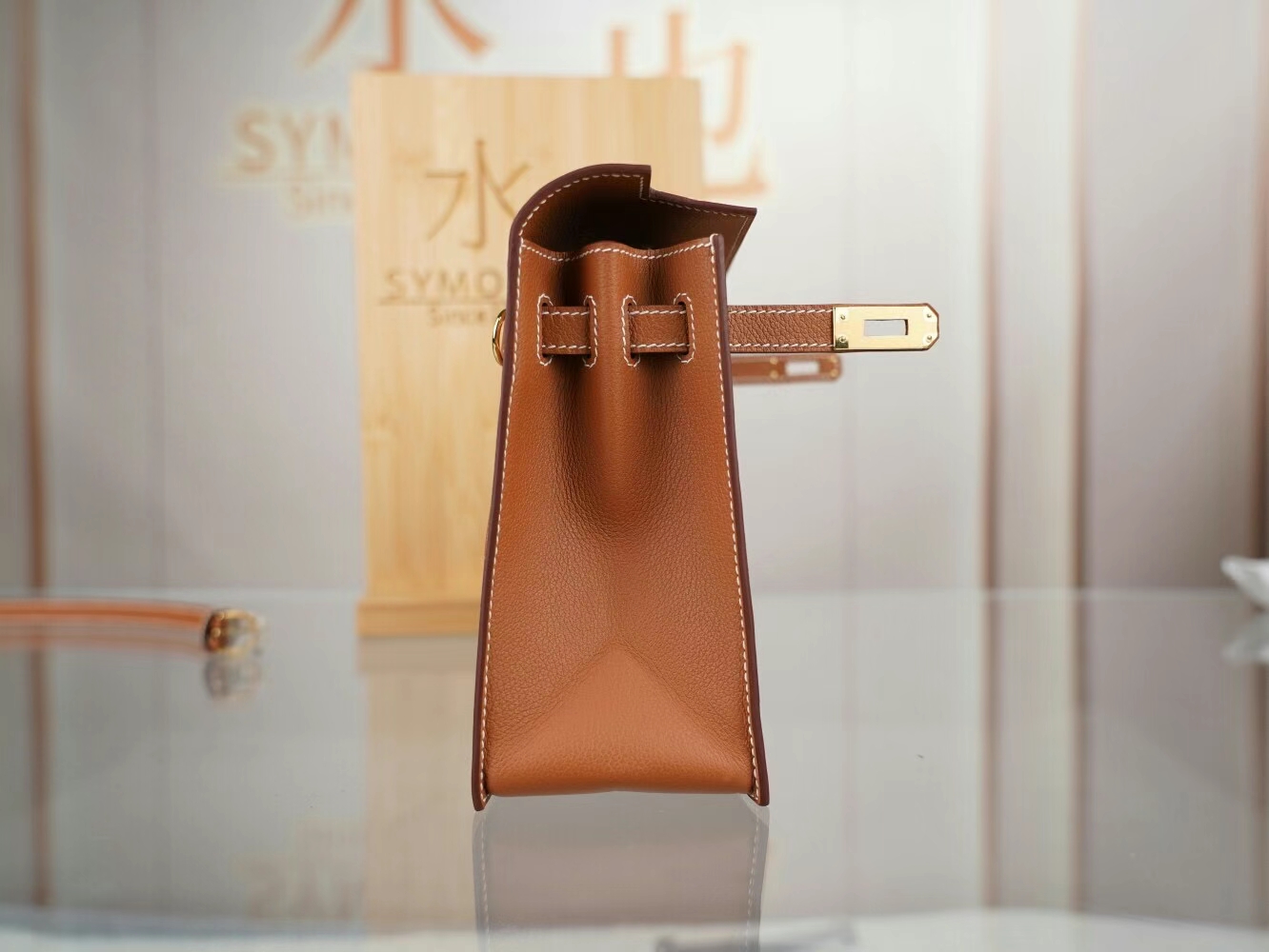 Symode Hermes Kelly Danse22CM 爱马仕CK37金棕Evercolor皮跳舞包 金扣