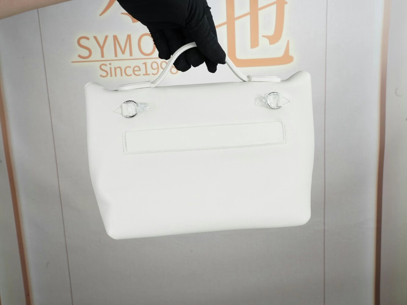 爱马仕包包官网 Hermes Kelly 2424 Mini 纯白色Evercolor拼Swift皮 银扣