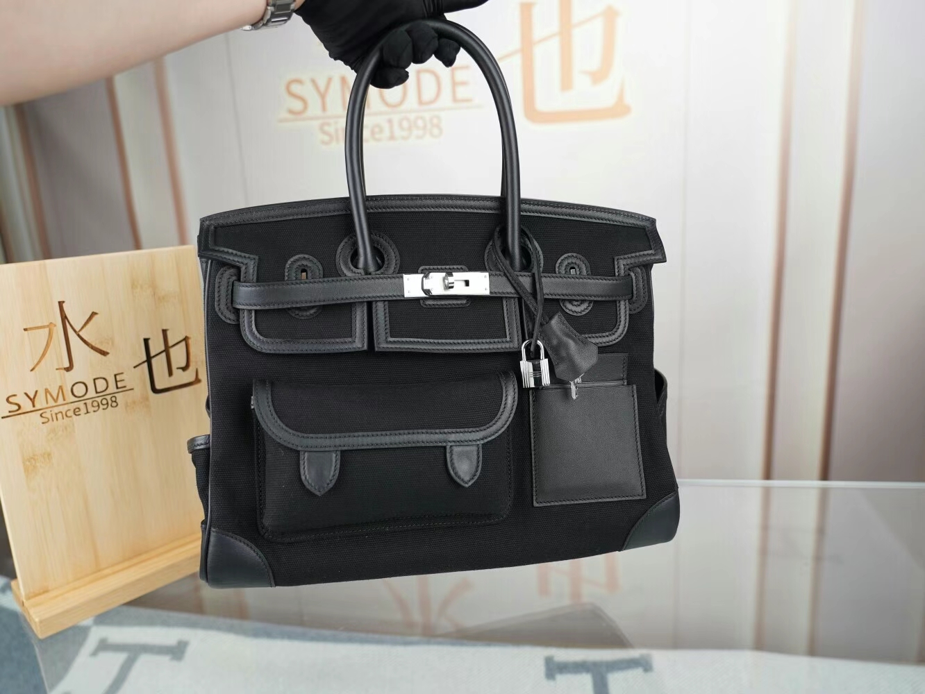 水也名品 Hermes Birkin Cargo 35CM 爱马仕黑色Toile Goeland帆布铂金包