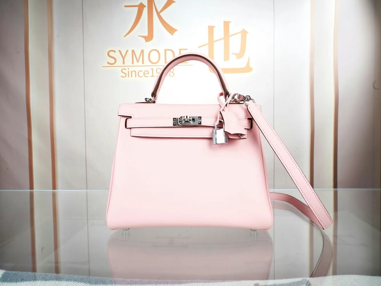 水也名品 Hermes Kelly25CM 爱马仕3Q水粉色Pink Sakura Swift皮凯莉包 银扣