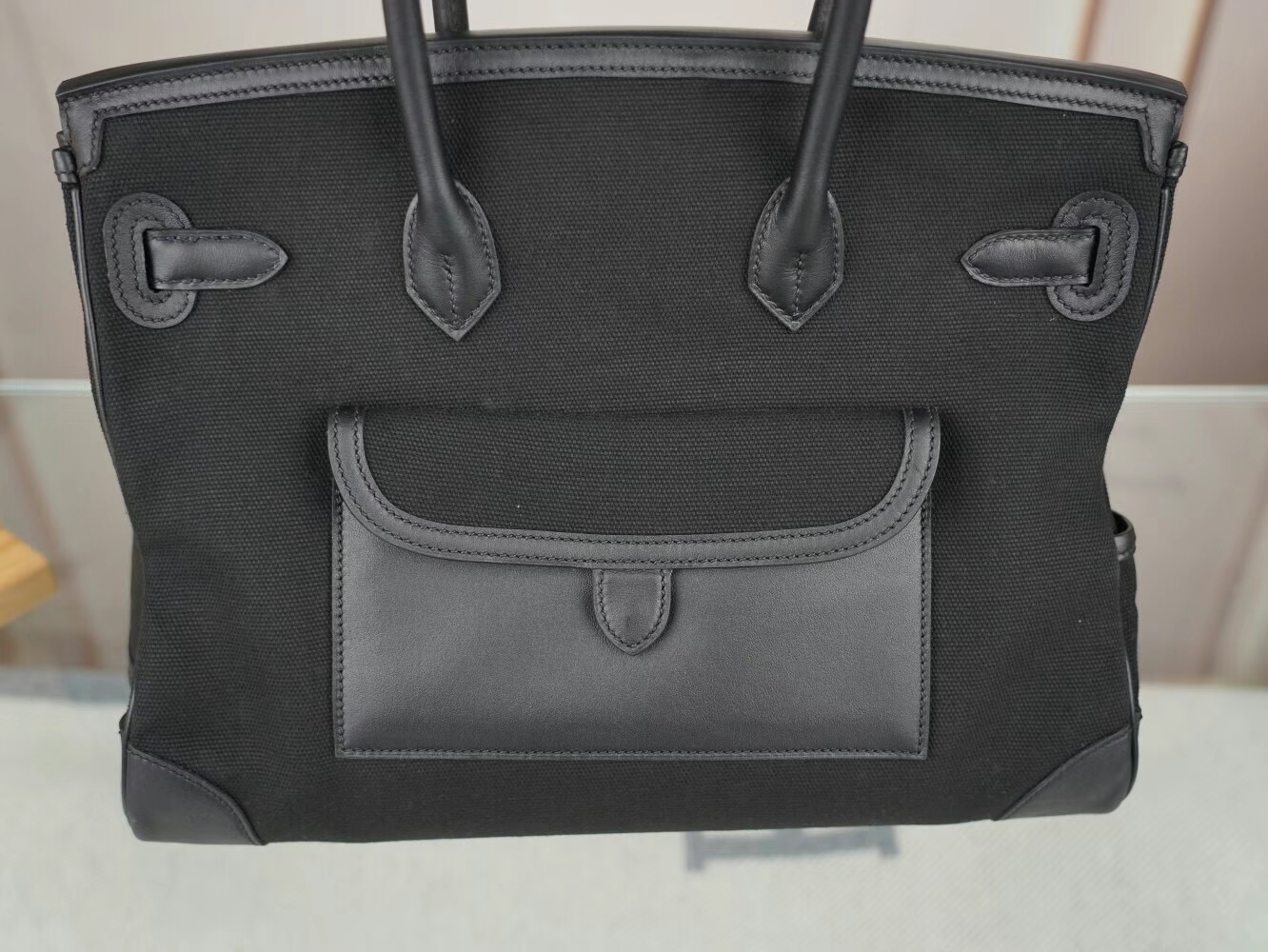 水也名品 Hermes Birkin Cargo 35CM 爱马仕黑色Toile Goeland帆布铂金包