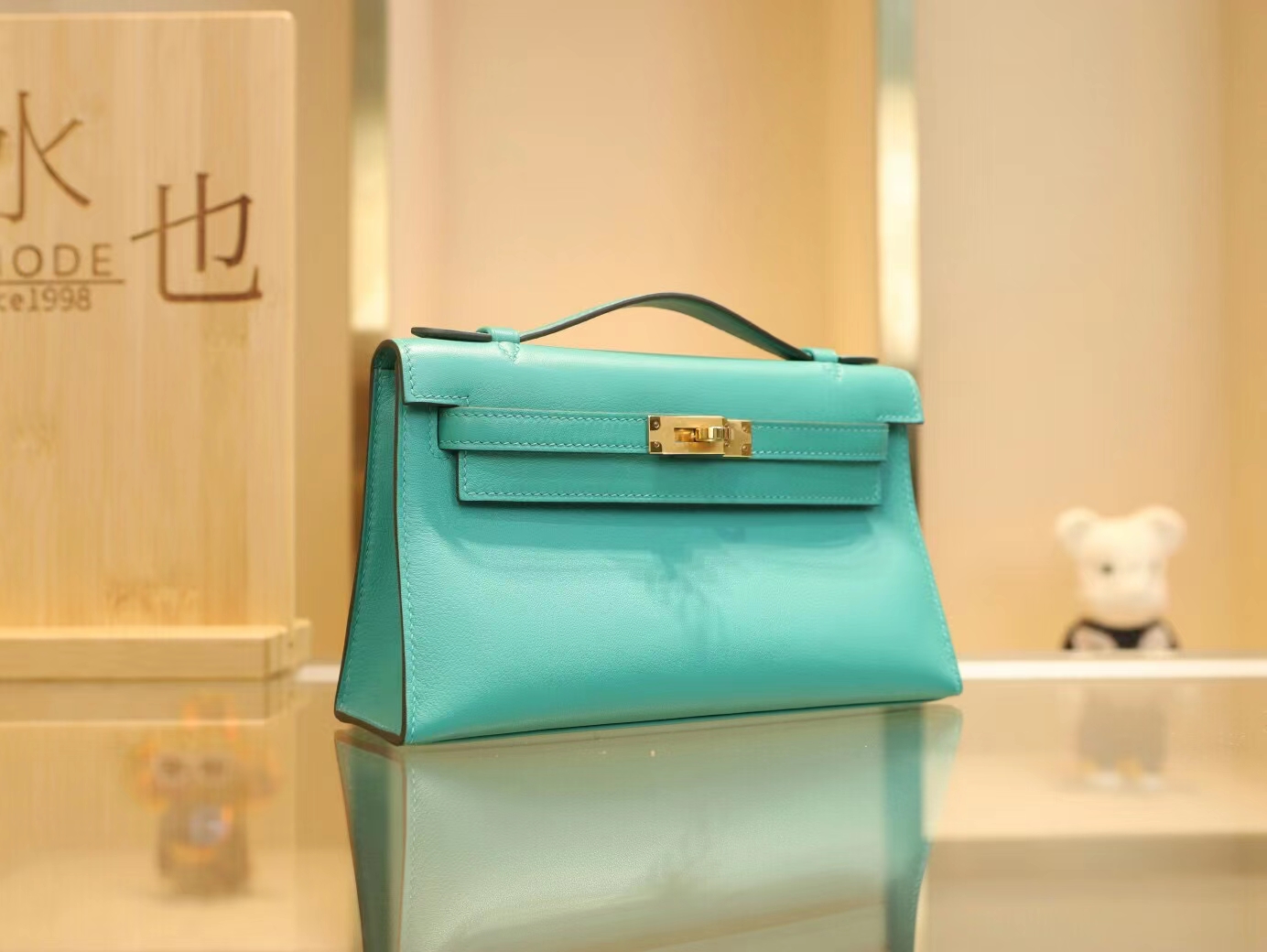 Hermes爱马仕U1维罗纳绿Swift皮迷你凯莉包一代Mini Kelly Pochette22cm
