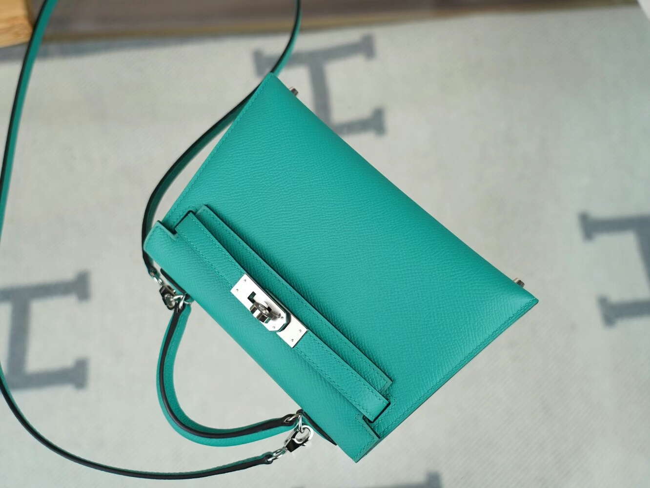 Symode 爱马仕迷你凯莉包二代 Hermes O6玉帝绿Epsom皮Mini Kelly19CM 银扣