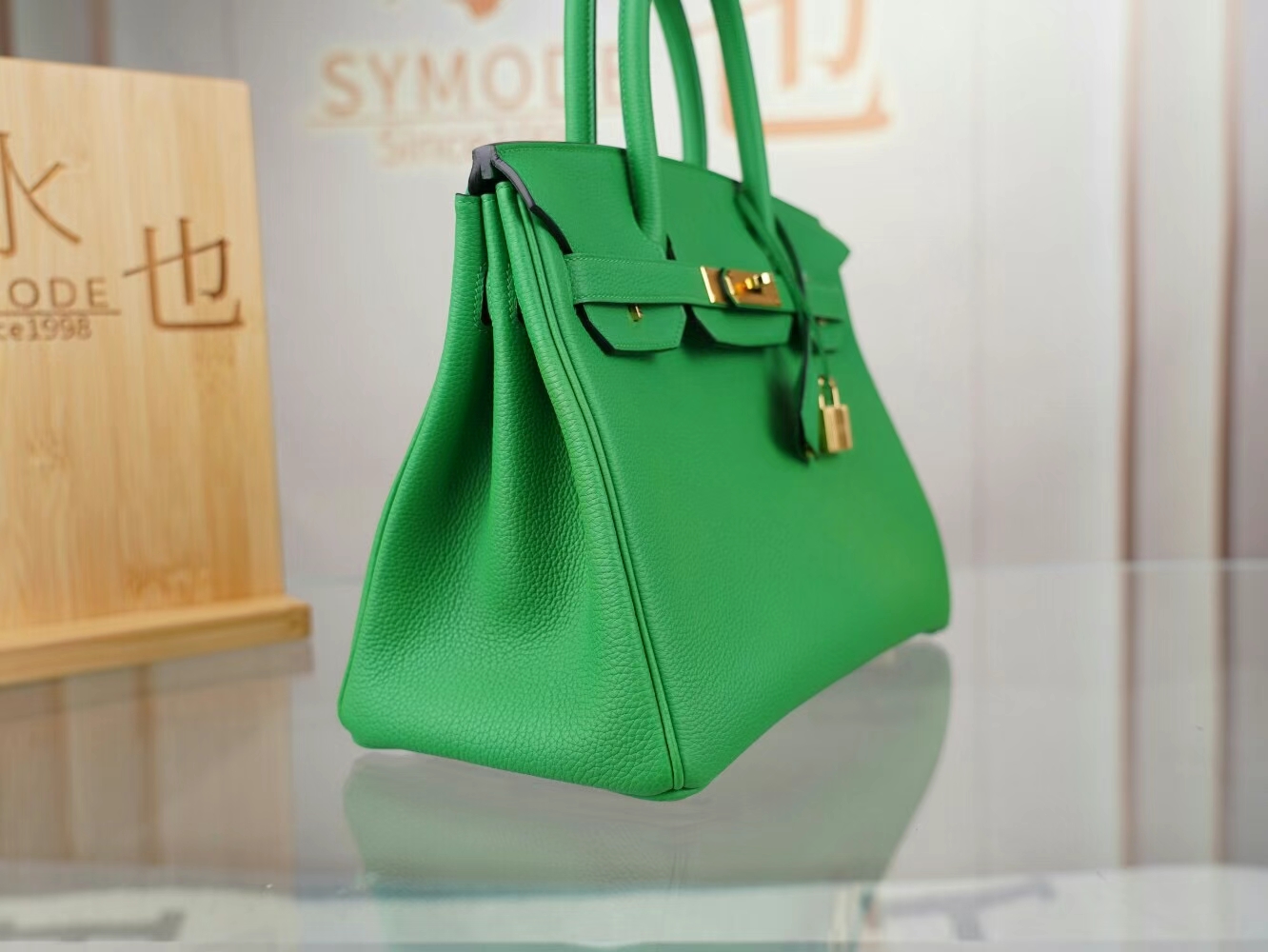 水也名品 Hermes Birkin30CM 爱马仕1K竹子绿Bambou Togo皮铂金包 金扣