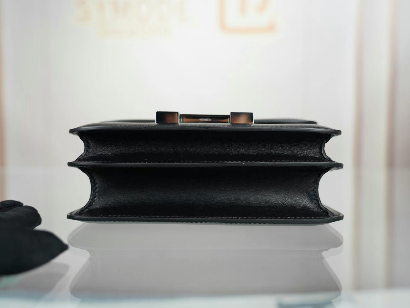 水也名品 Hermes Constance 18CM 89黑色Box光面小牛皮康斯坦包 银扣