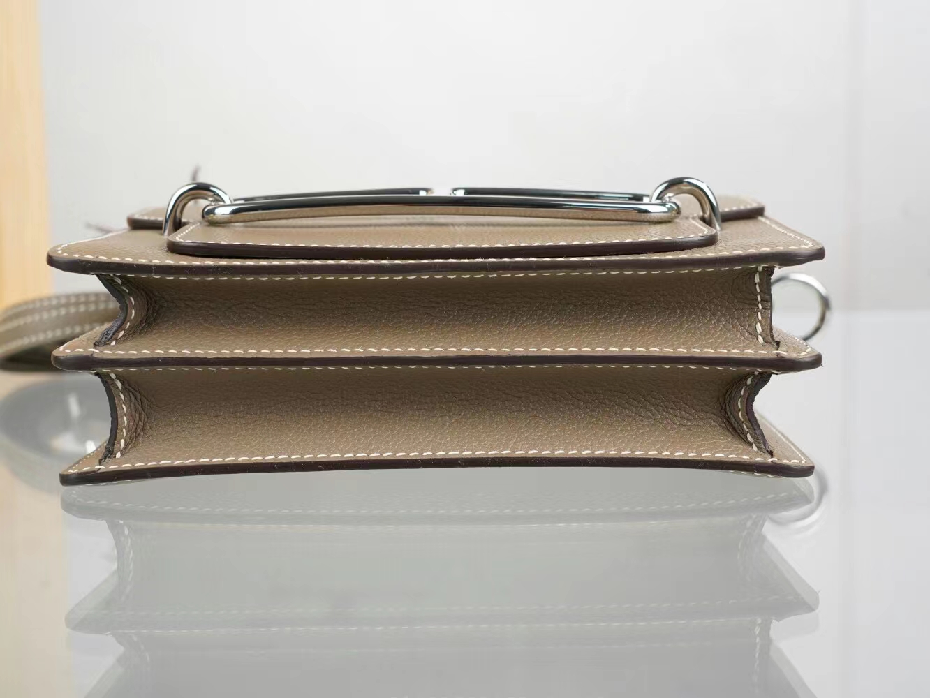 水也名品 爱马仕猪鼻子包 Hermes Roulis18CM CK18大象灰Etoupe 银扣