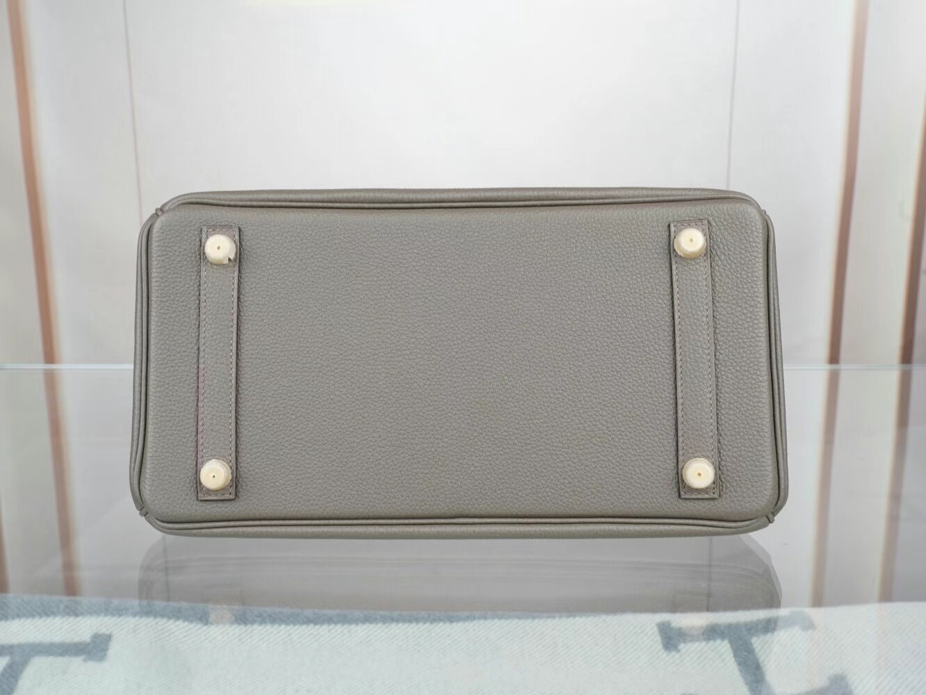 爱马仕包包官网 Hermes Birkin25/30CM 8F锡器灰Etain Togo皮铂金包 金扣