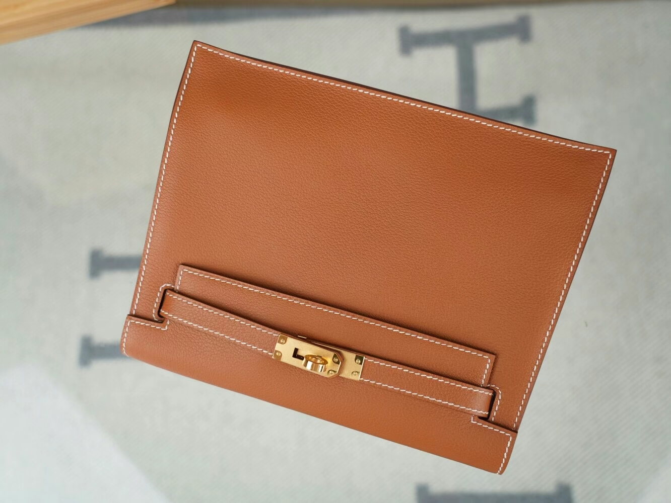 Symode Hermes Kelly Danse22CM 爱马仕CK37金棕Evercolor皮跳舞包 金扣