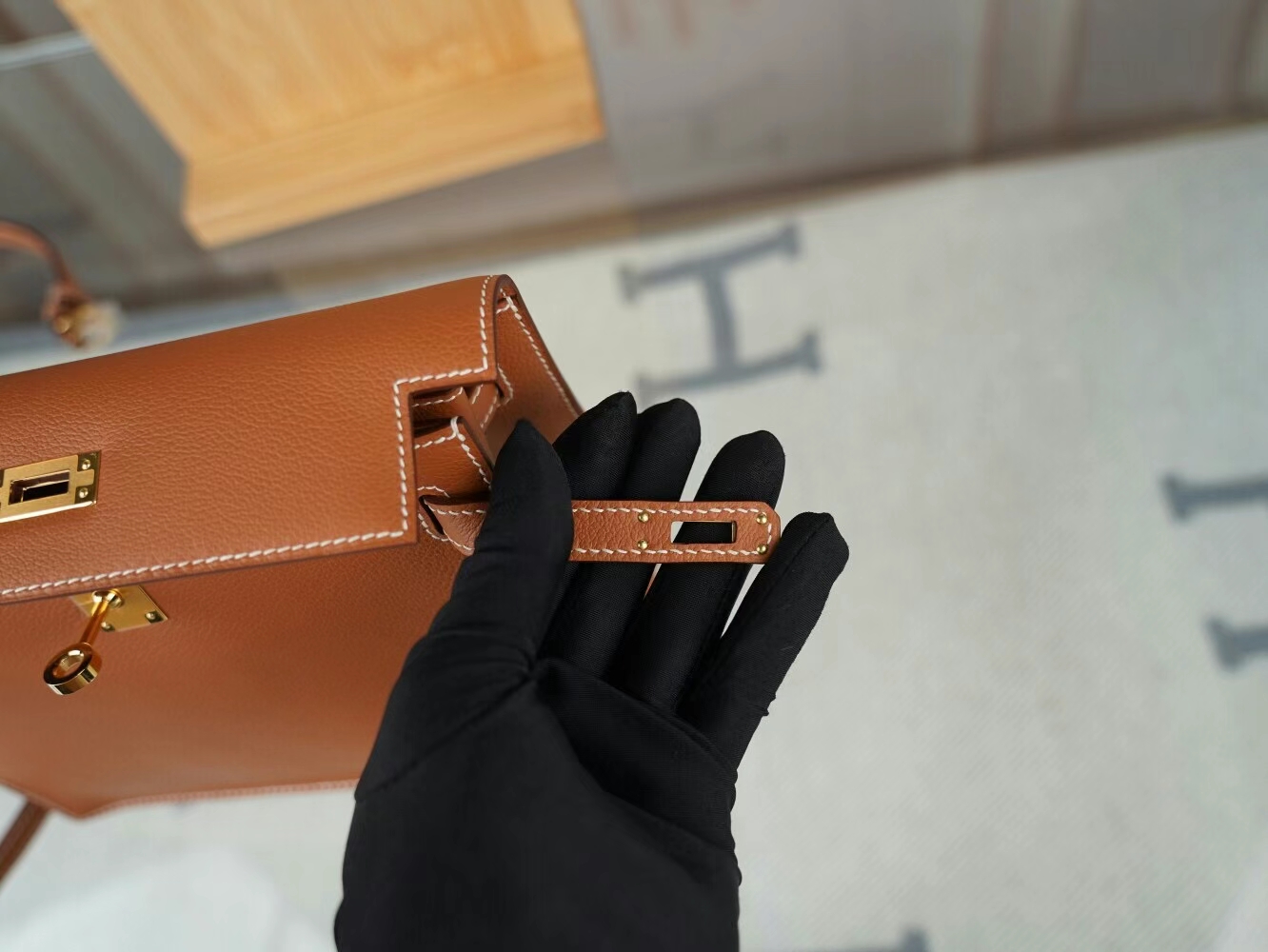 Symode Hermes Kelly Danse22CM 爱马仕CK37金棕Evercolor皮跳舞包 金扣