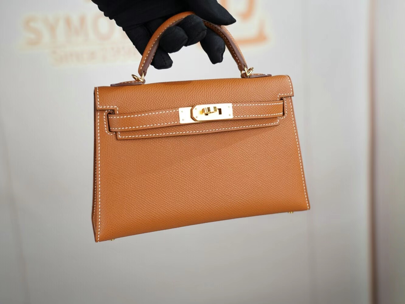 Hermes Mini Kelly19CM 爱马仕CK37金棕色Epsom皮迷你凯莉包二代 金扣