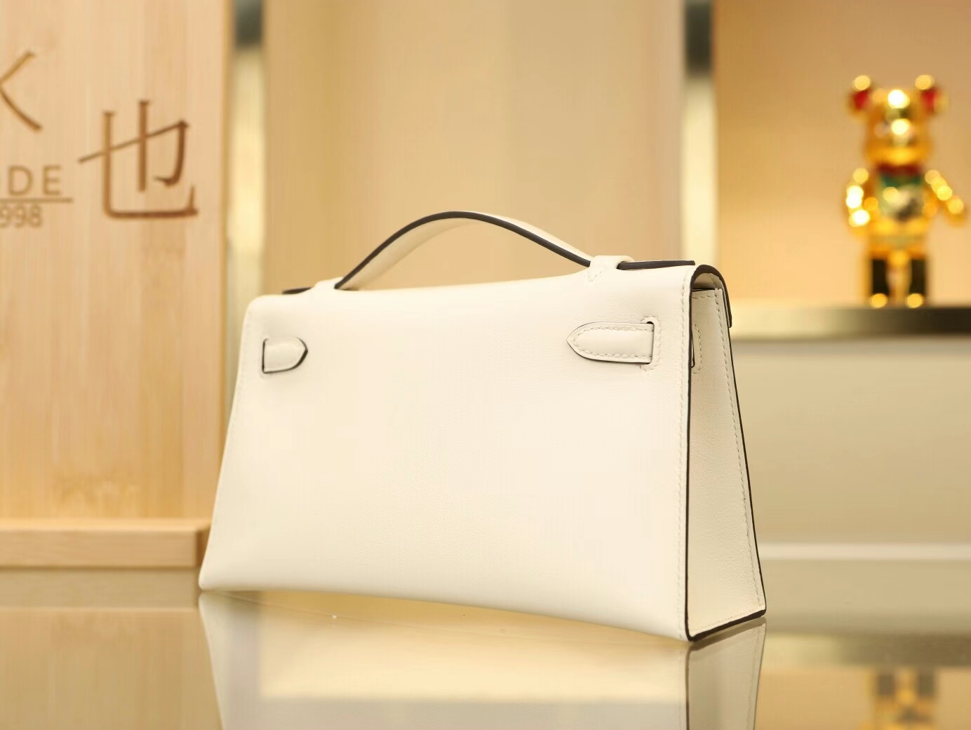 水也名品 Hermes爱马仕I2奶油白Swift皮迷你凯莉包Mini Kelly Pochette22cm