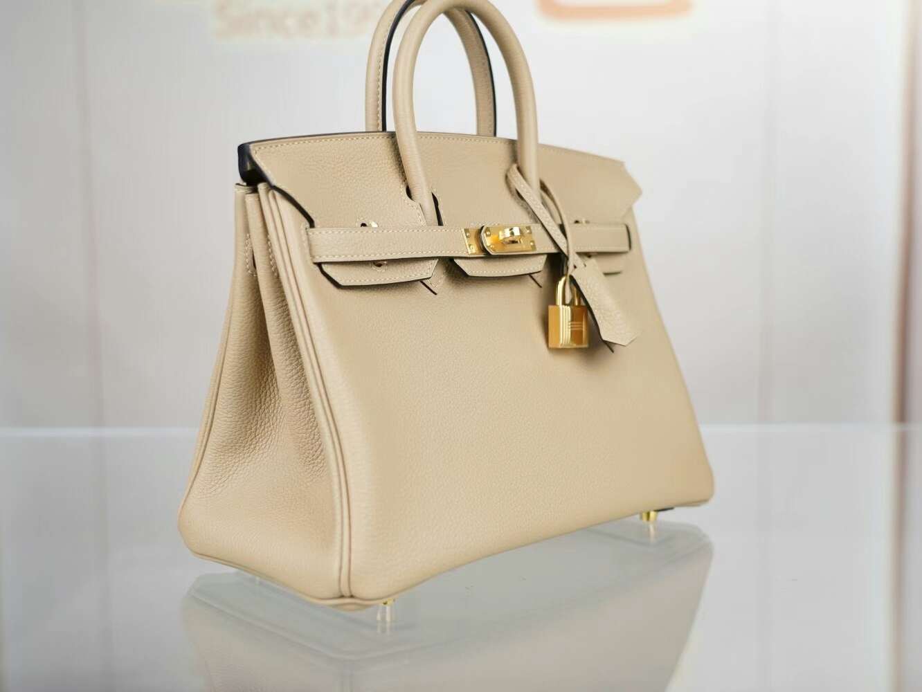 Symode爱马仕铂金包定制 Hermes Birkin25CM S2风衣灰Togo皮 金扣/银扣