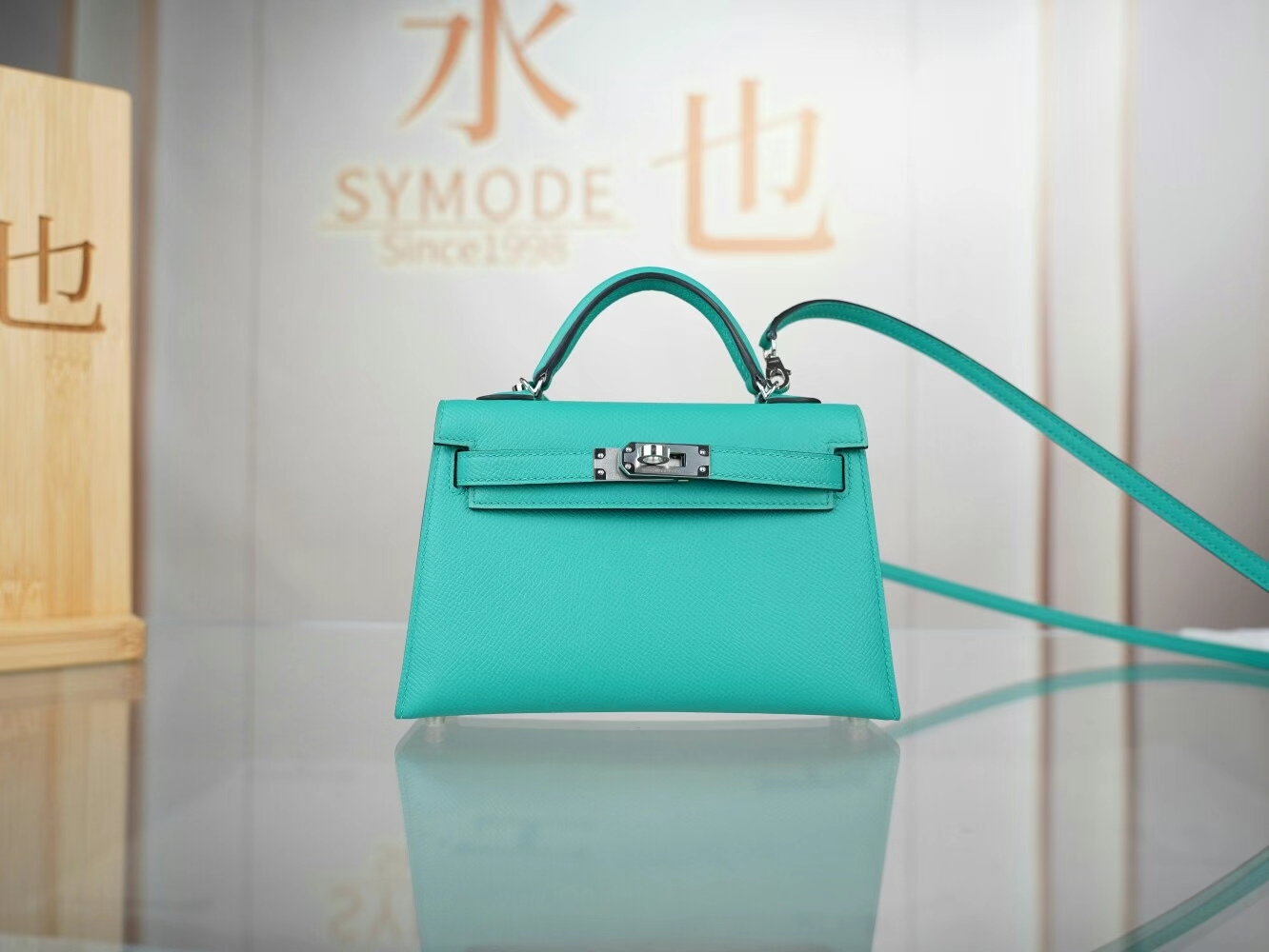 Symode 爱马仕迷你凯莉包二代 Hermes O6玉帝绿Epsom皮Mini Kelly19CM 银扣