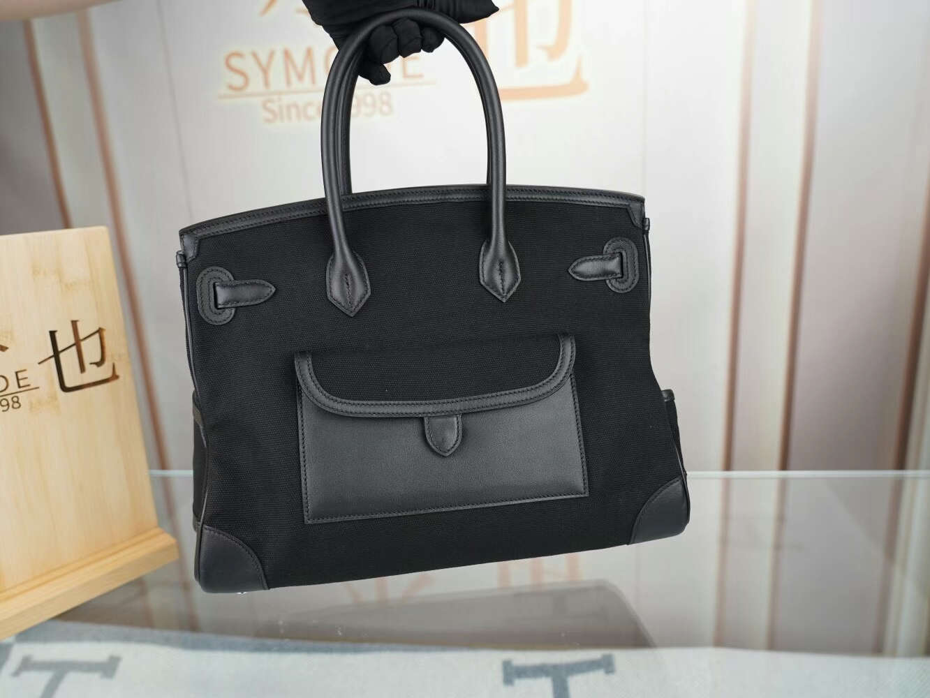 水也名品 Hermes Birkin Cargo 35CM 爱马仕黑色Toile Goeland帆布铂金包
