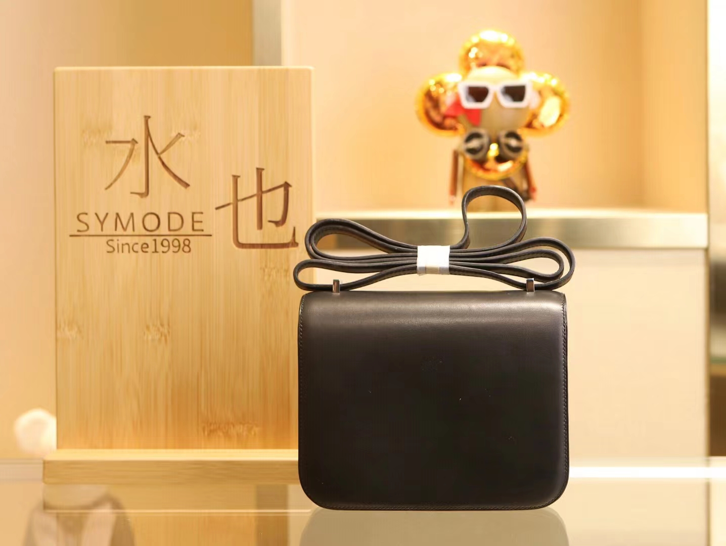水也名品 Hermes Constance 18CM 爱马仕Monsieur小牛皮89黑色康斯坦包 银扣