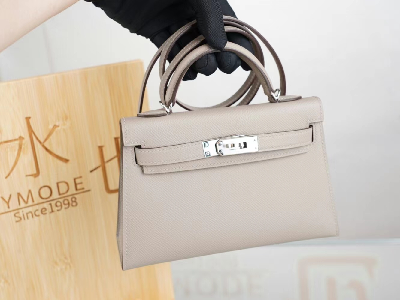 水也名品 Hermes Mini Kelly19CM 爱马仕M8沥青灰Epsom皮迷你凯莉包二代