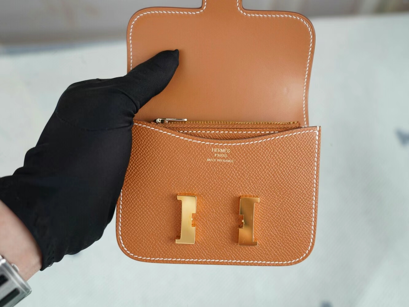 Symode Hermes Constance Slim 爱马仕37金棕色Epsom皮康斯坦钱包 金扣