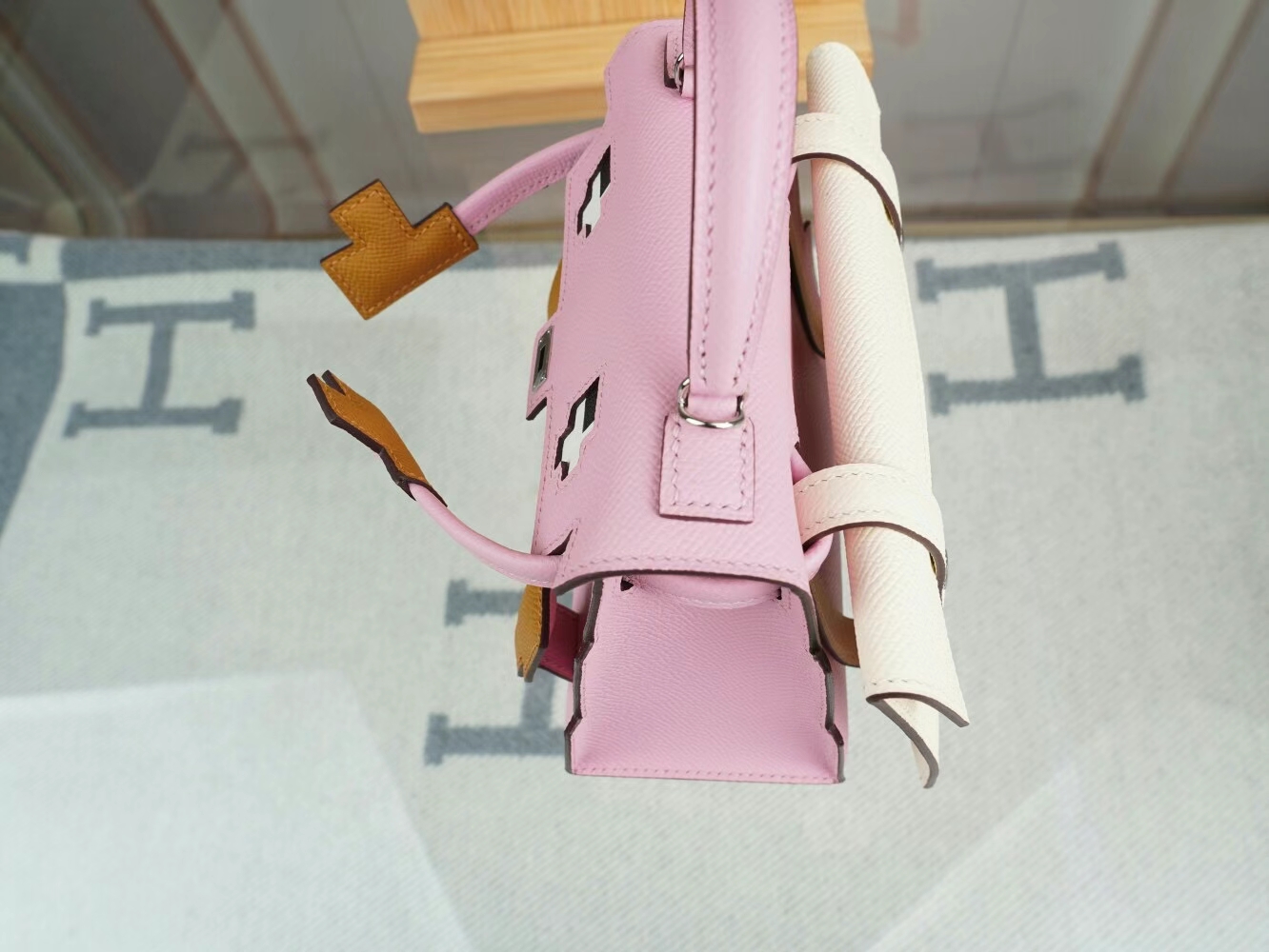 Symode爱马仕新款马赛克娃娃包 Hermes X9锦葵紫Epsom皮Kelly Doll Picto